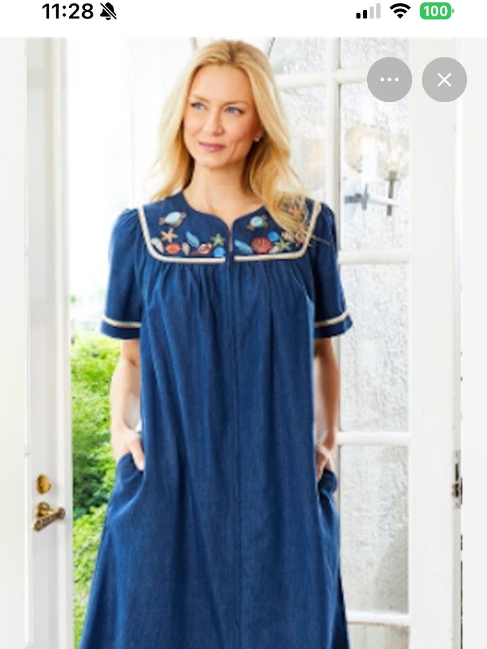 Go Softly NWOT Patio Dress Housecoat Embroidered Seashells